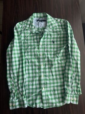 U.S. Polo Assn. Green and White Gingham Button-Down Shirt